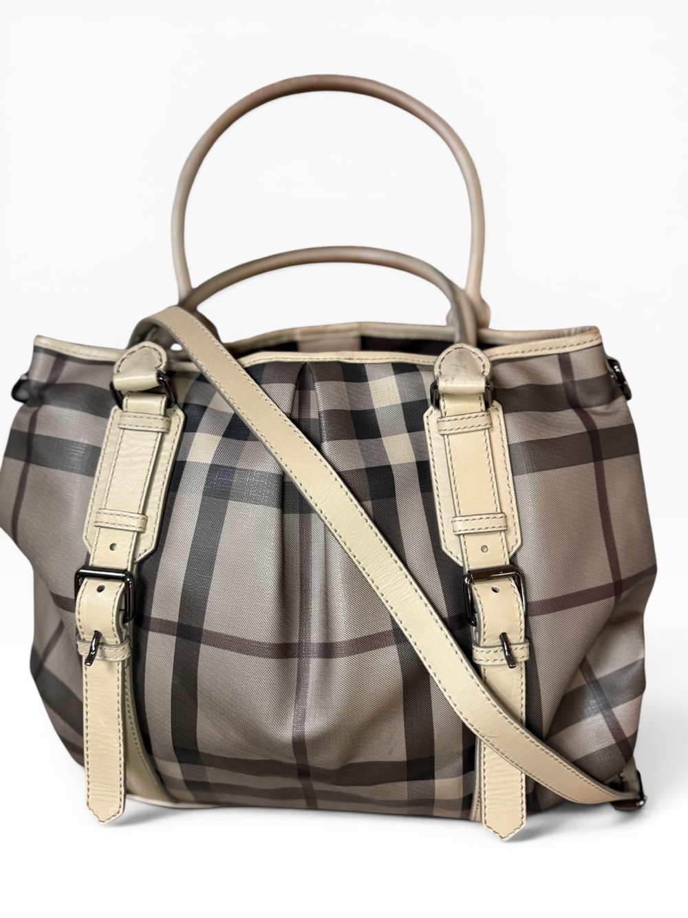 Burberry Smoked Check Coated Northfield Leather Shoulder Bag - Picture 2 of 8